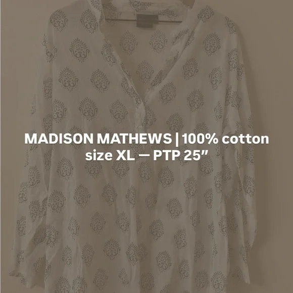 MADISON MATHEWS cotton top — size XL - Picture 7 of 7